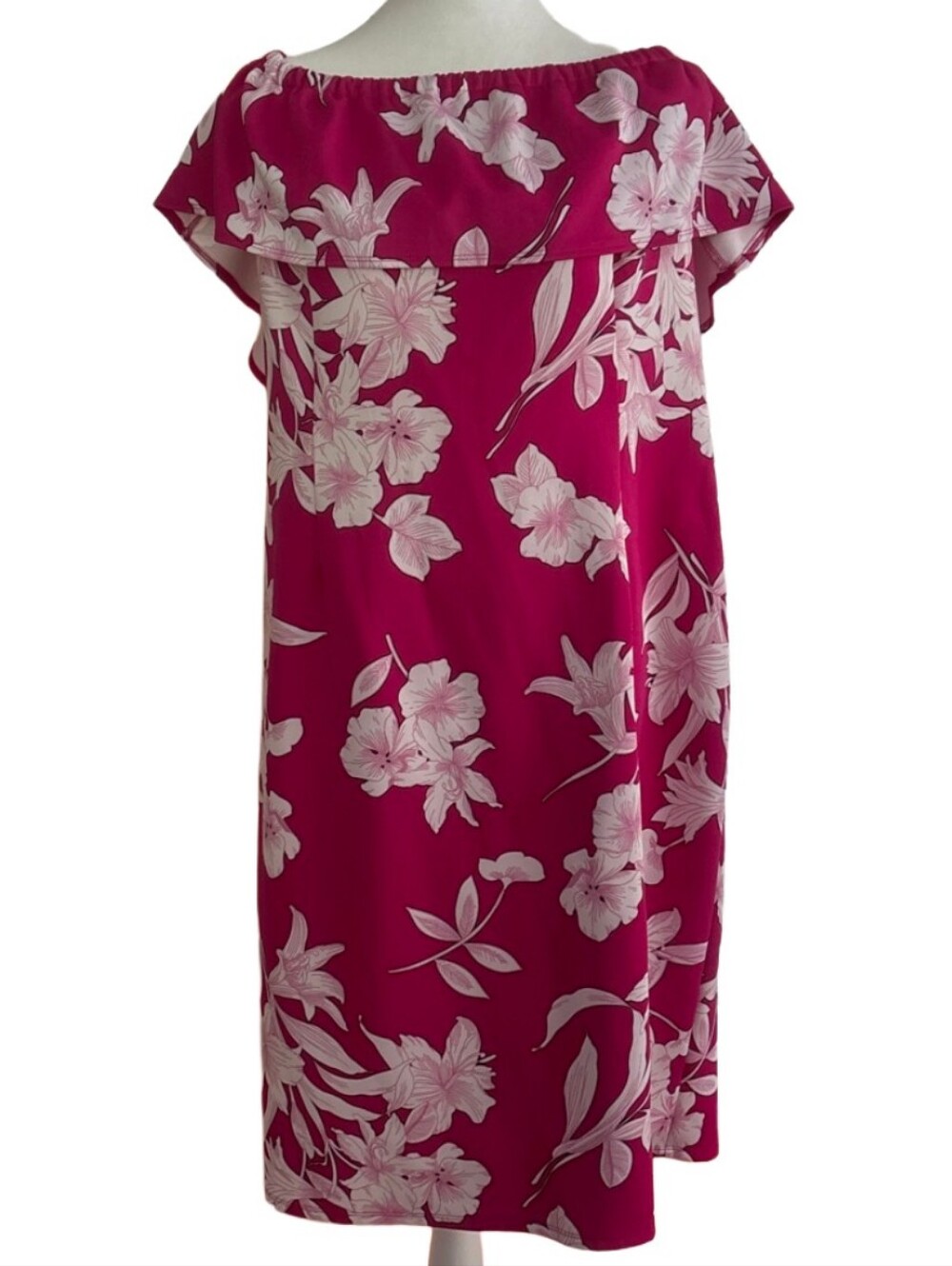 Lane Bryant Pink Floral Off-Shoulder Midi Dress